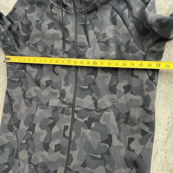 Nike Hoodie Mens XL Tech Fleece Windrunner Camo Gray Black Funnel Neck Abstract - Picture 3 of 12